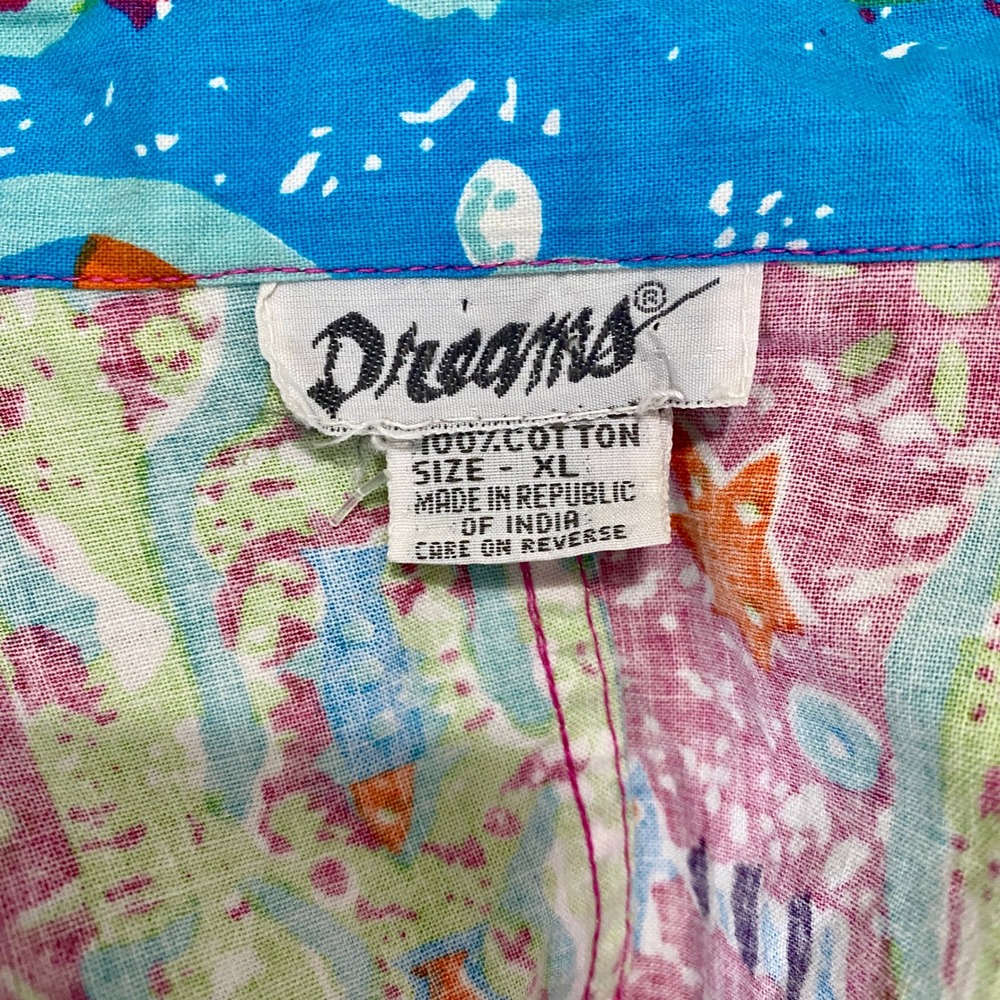 Vintage 80s Dreams Abstract Fish Romper XL Short Sleeve 90s Playsuit Jumpsuit - Picture 2 of 11